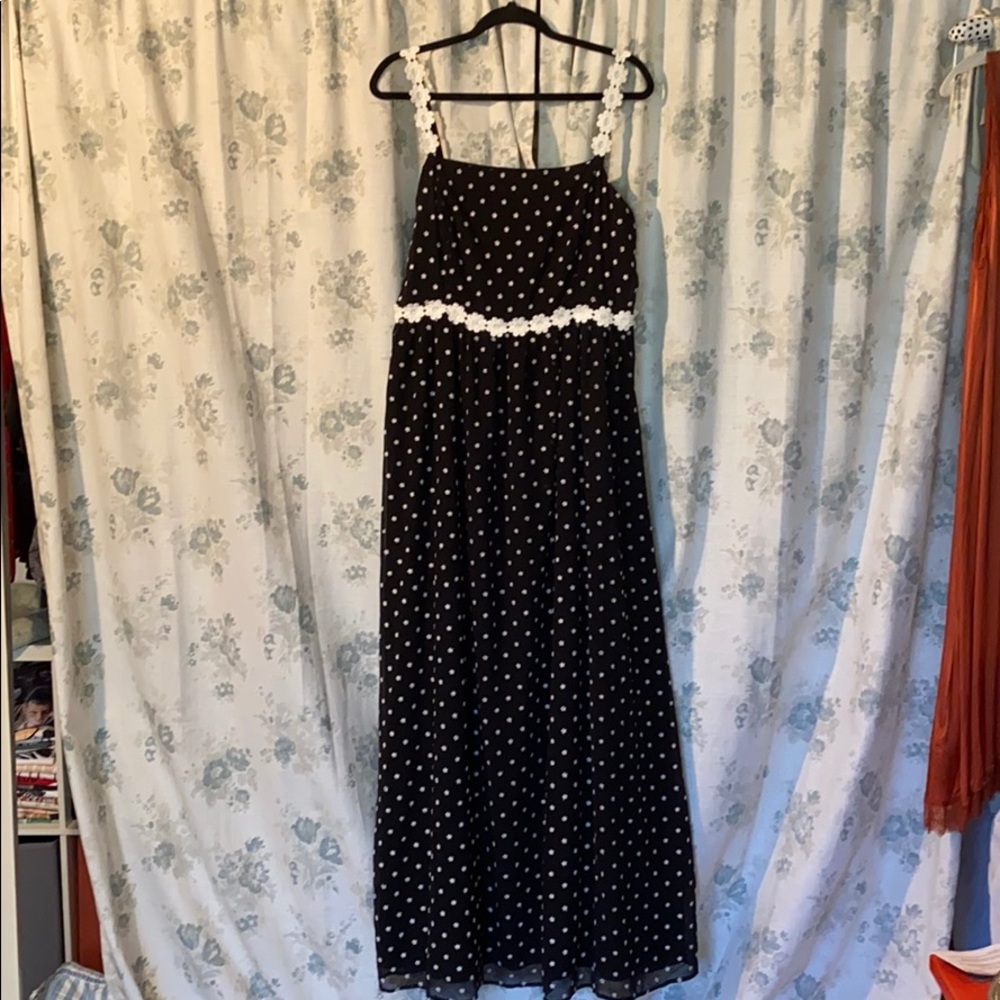Modcloth Black and White Polka Dot Maxi Dress